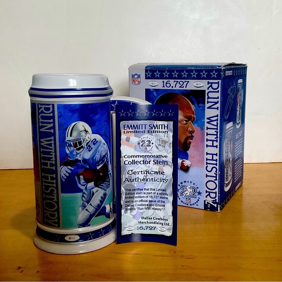Emmitt Smith Limited Edition Commemorative collector stein w/ certificate - Picture 1 of 9